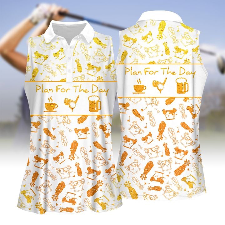 Plan For The Day Beer Gradient Pattern Women Golf Apparel/ Women Short Sleeve Polo Shirt/ Sleeveless Polo Shirt
