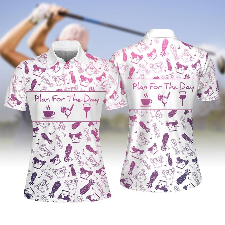 Plan For The Day Wine Gradient Pattern Women Golf Apparel/ Women Short Sleeve Polo Shirt/ Sleeveless Polo Shirt