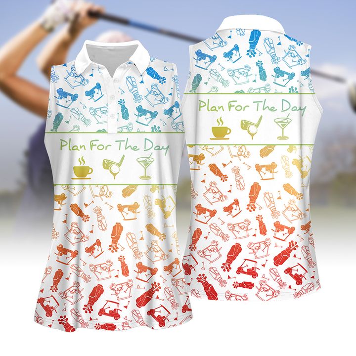 Plan For The Day Cocktail Gradient Pattern Women Golf Apparel/ Women Short Sleeve Polo Shirt/ Sleeveless Polo Shirt
