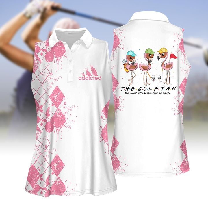 Addicted The Golf Tan Friends Flamingo Women Golf Apparel/ Golf polo shirt for women
