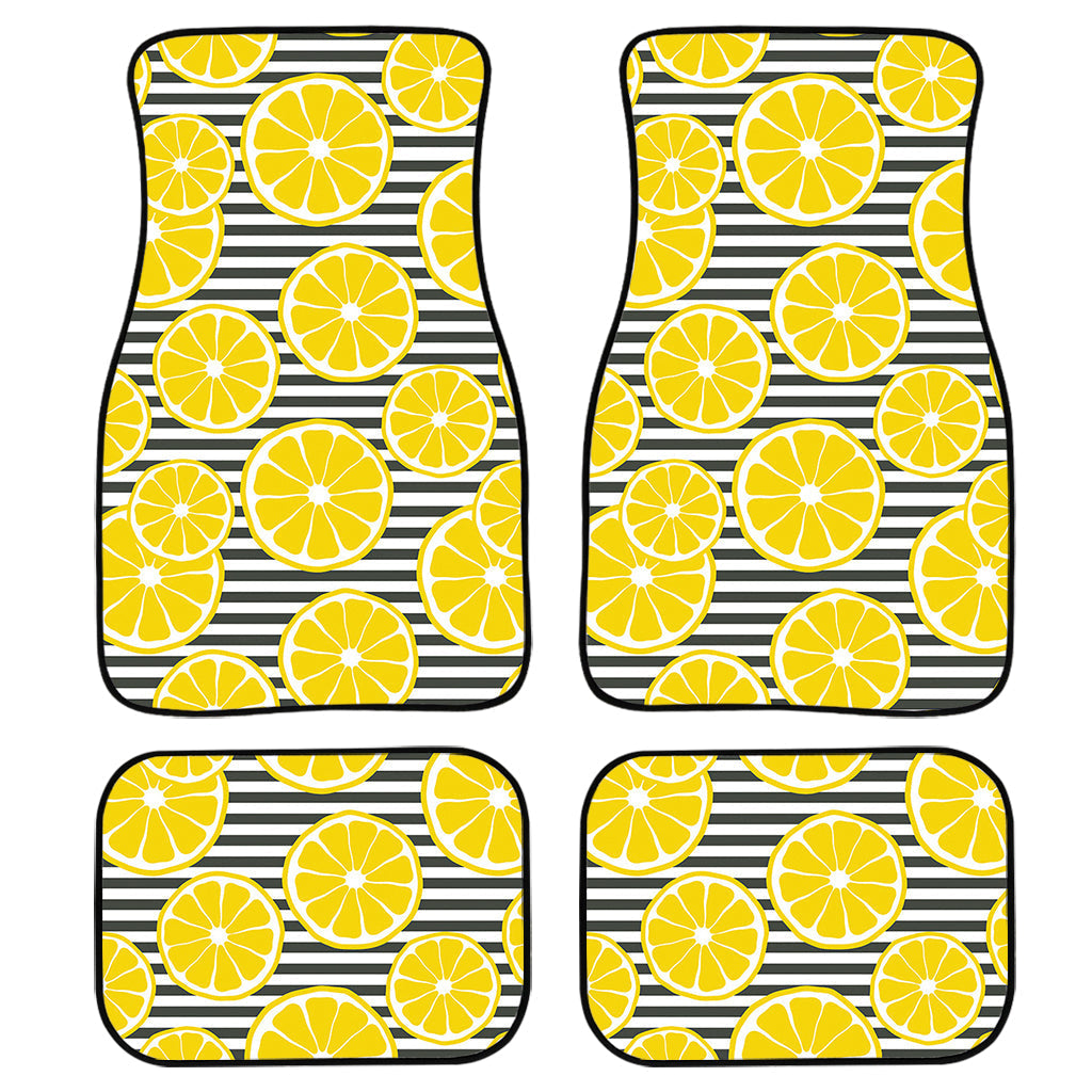 Lemon Striped Pattern Print Front And Back Car Floor Mats/ Front Car Mat