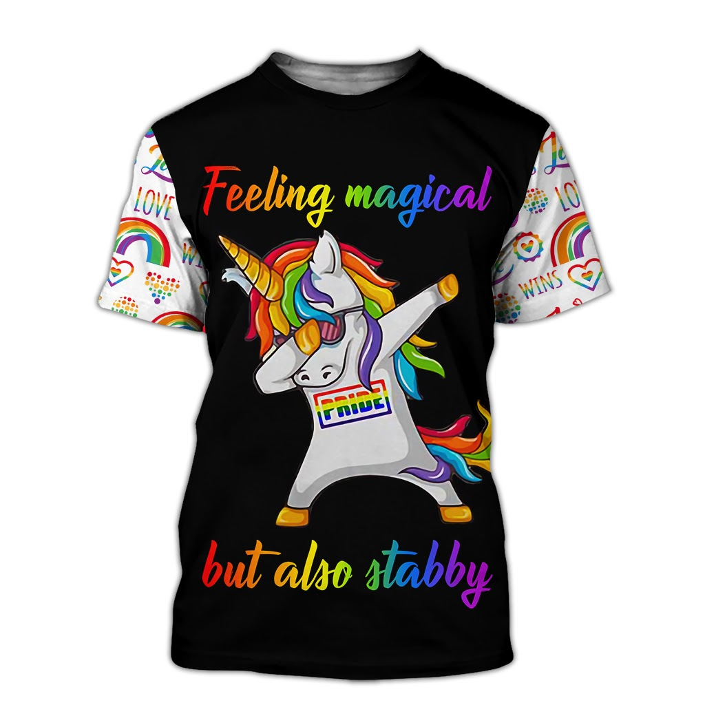 Funny LGBT 3D Shirt/ All Over Printed Clothes/ Feeling Magical But Also Stabby