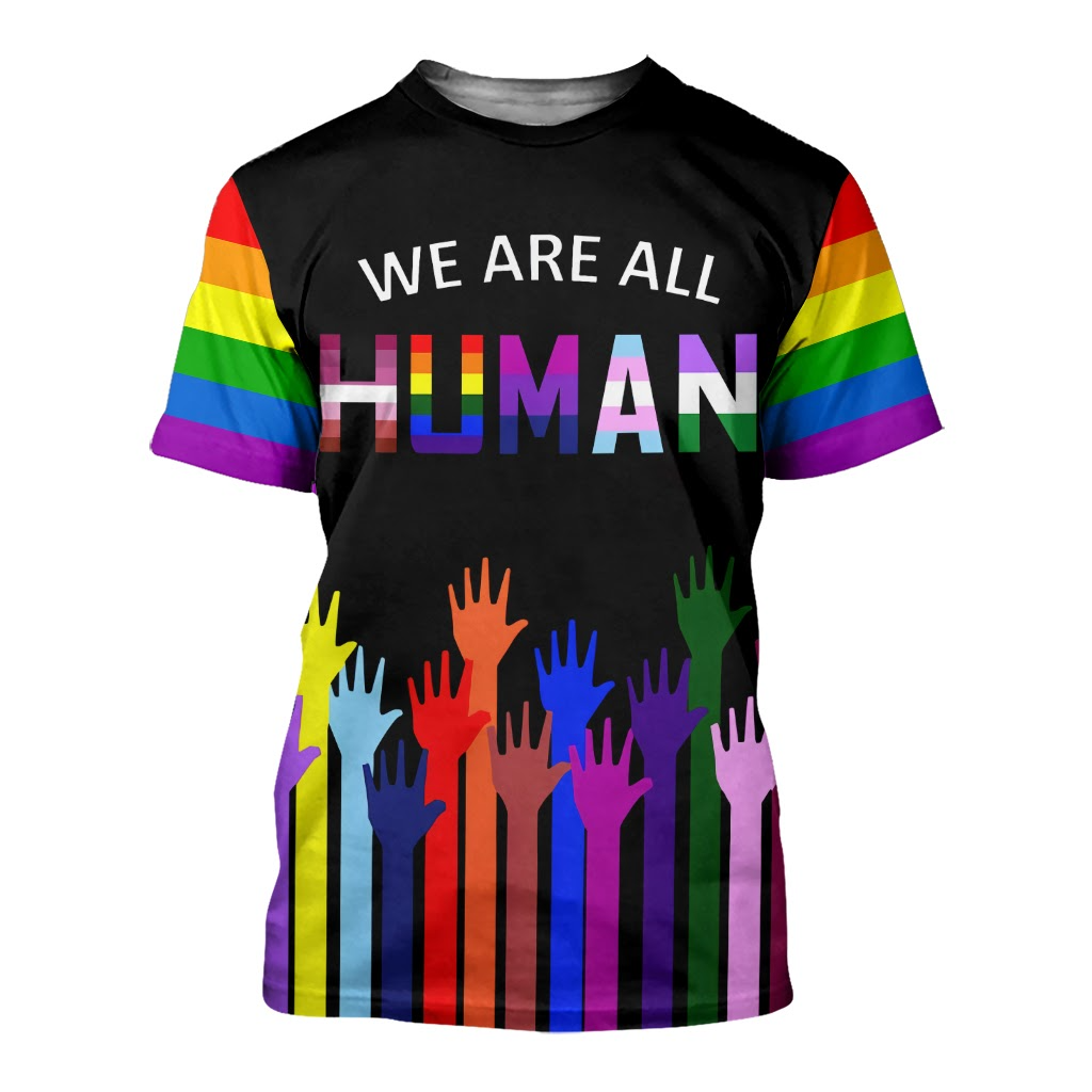 Lesbian T Shirt We Are All Human/ Genderqueer Pride Shirt/ Trans T Shirt For Pride Month