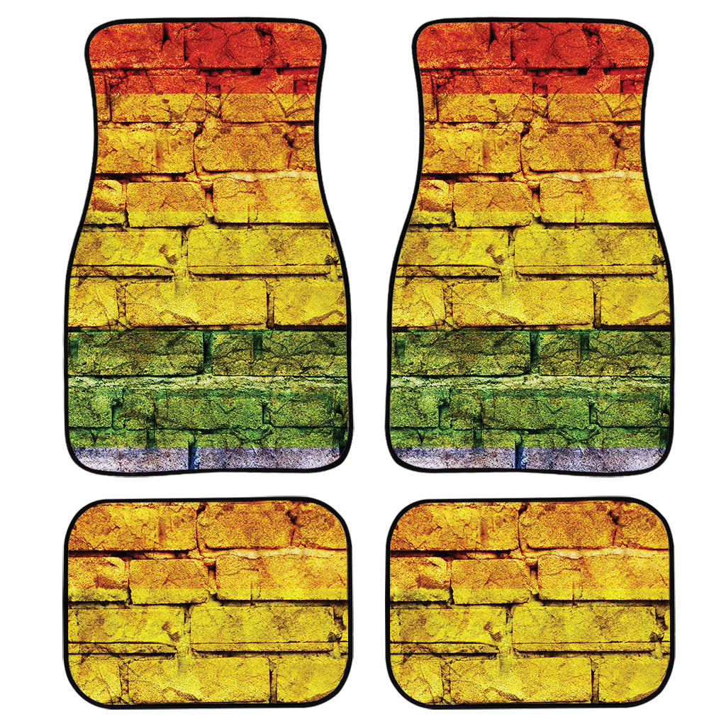 Lgbt Pride Rainbow Brick Wall Print Front And Back Car Floor Mats/ Front Car Mat