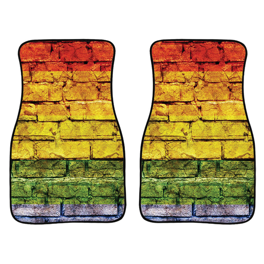 Lgbt Pride Rainbow Brick Wall Print Front And Back Car Floor Mats/ Front Car Mat