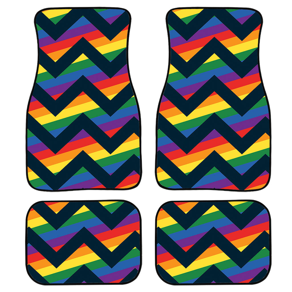 Lgbt Pride Rainbow Chevron Pattern Print Front And Back Car Floor Mats/ Front Car Mat