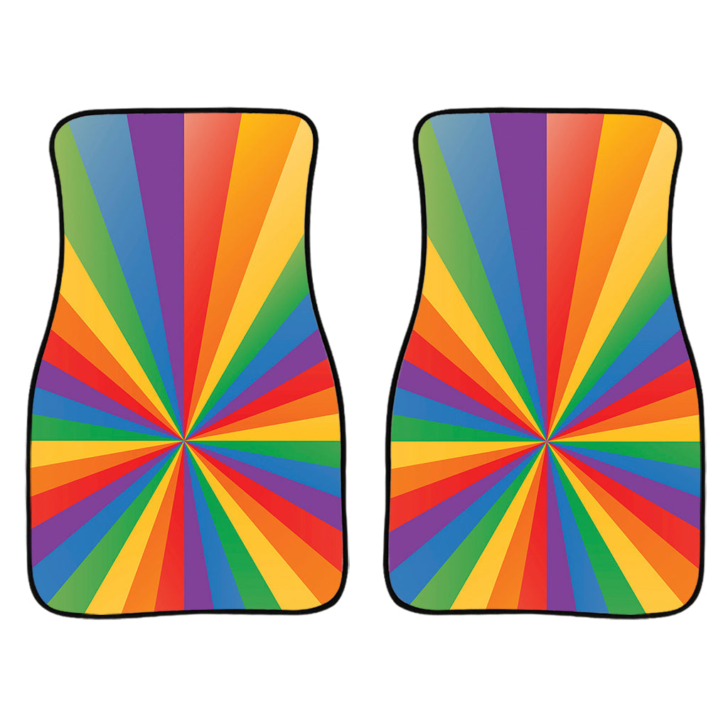 Lgbt Pride Rainbow Rays Print Front And Back Car Floor Mats/ Front Car Mat