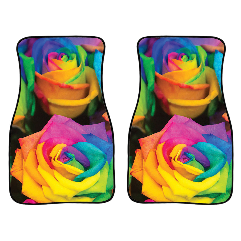 Lgbt Pride Rainbow Roses Print Front And Back Car Floor Mats/ Front Car Mat