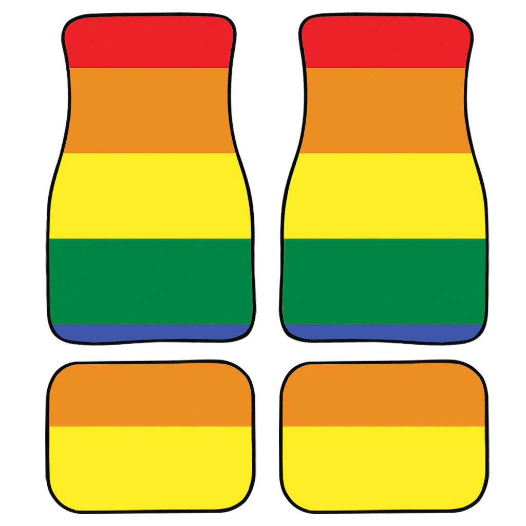 Lgbt Pride Rainbow Striped Print Front And Back Car Floor Mats/ Front Car Mat