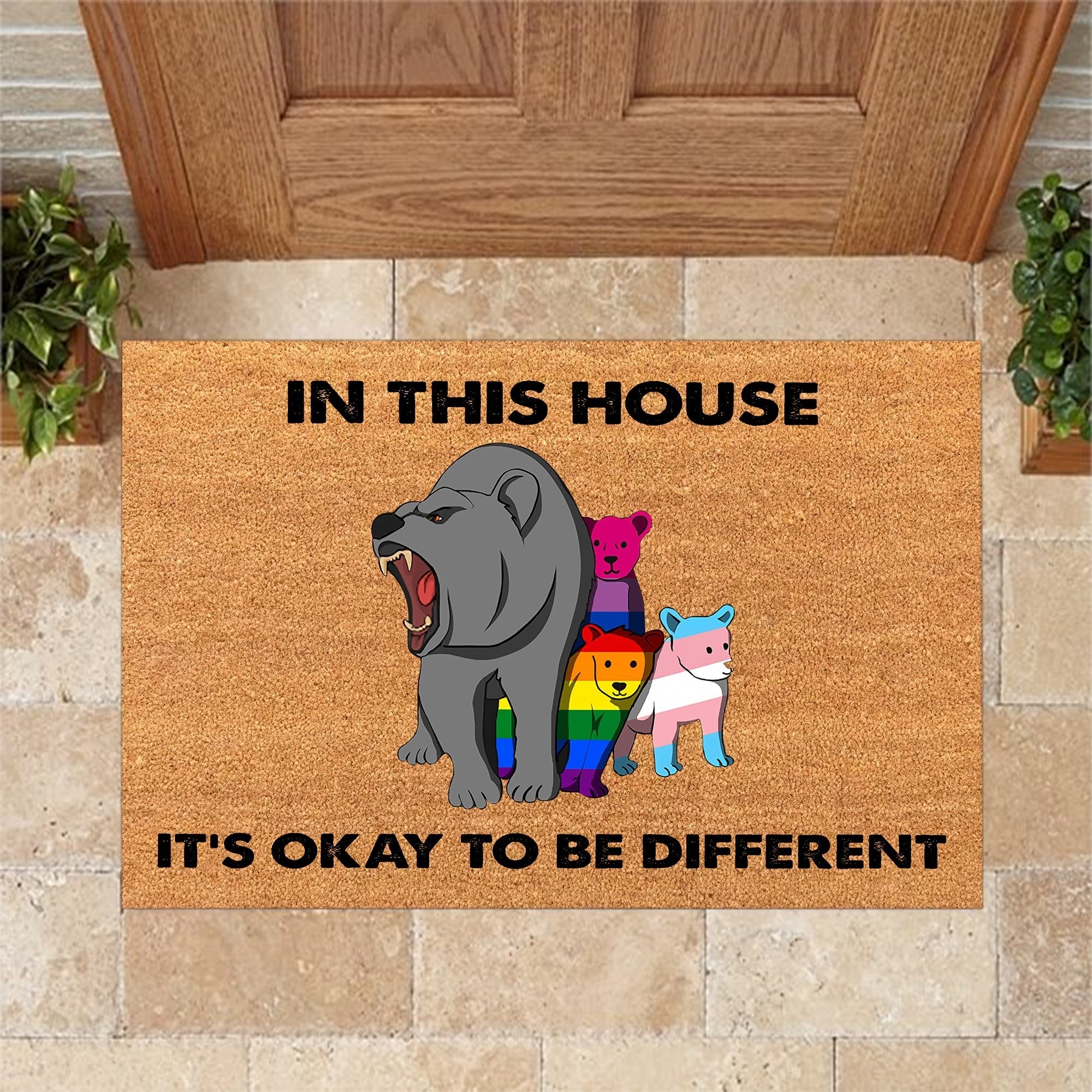 Pride Doormat Everyone Is Welcome Here/ Lgbtq+ Pride Doormat/ Lgbt Home Doormat