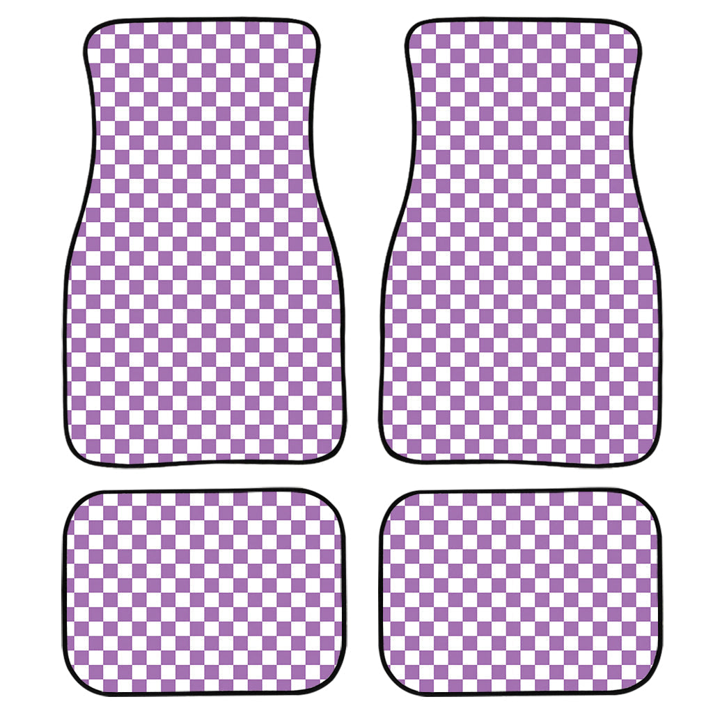 Light Purple And White Checkered Print Front And Back Car Floor Mats/ Front Car Mat