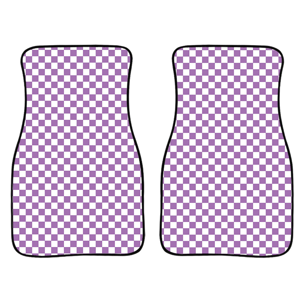 Light Purple And White Checkered Print Front And Back Car Floor Mats/ Front Car Mat