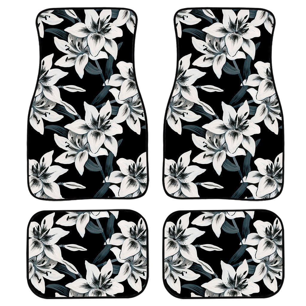 Lily Floral Pattern Print Front And Back Car Floor Mats/ Front Car Mat