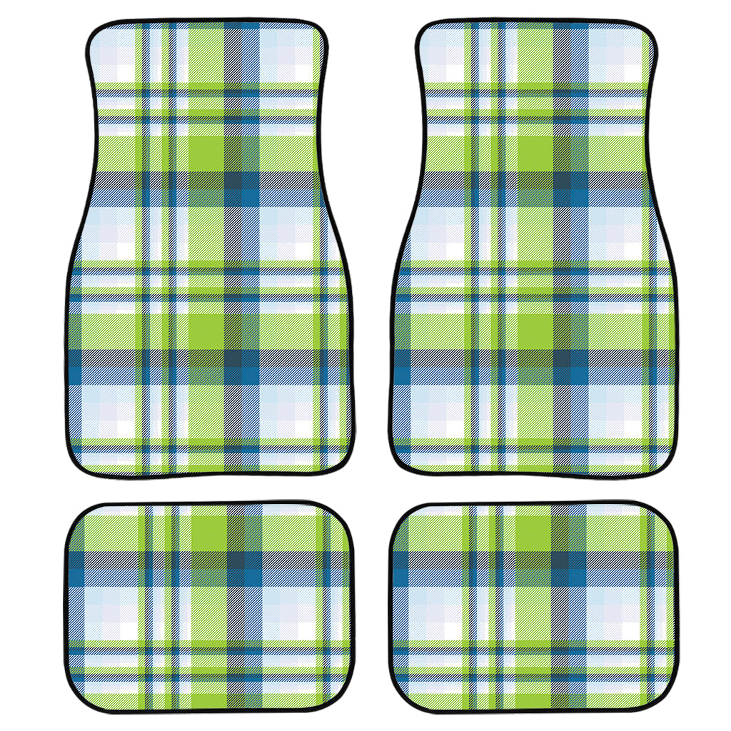 Lime And Blue Madras Plaid Print Front And Back Car Floor Mats/ Front Car Mat