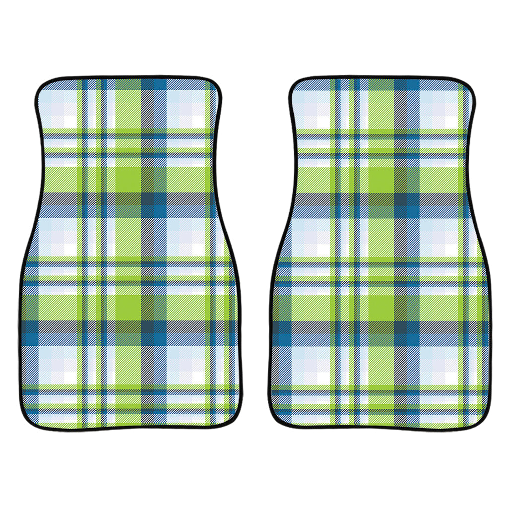 Lime And Blue Madras Plaid Print Front And Back Car Floor Mats/ Front Car Mat