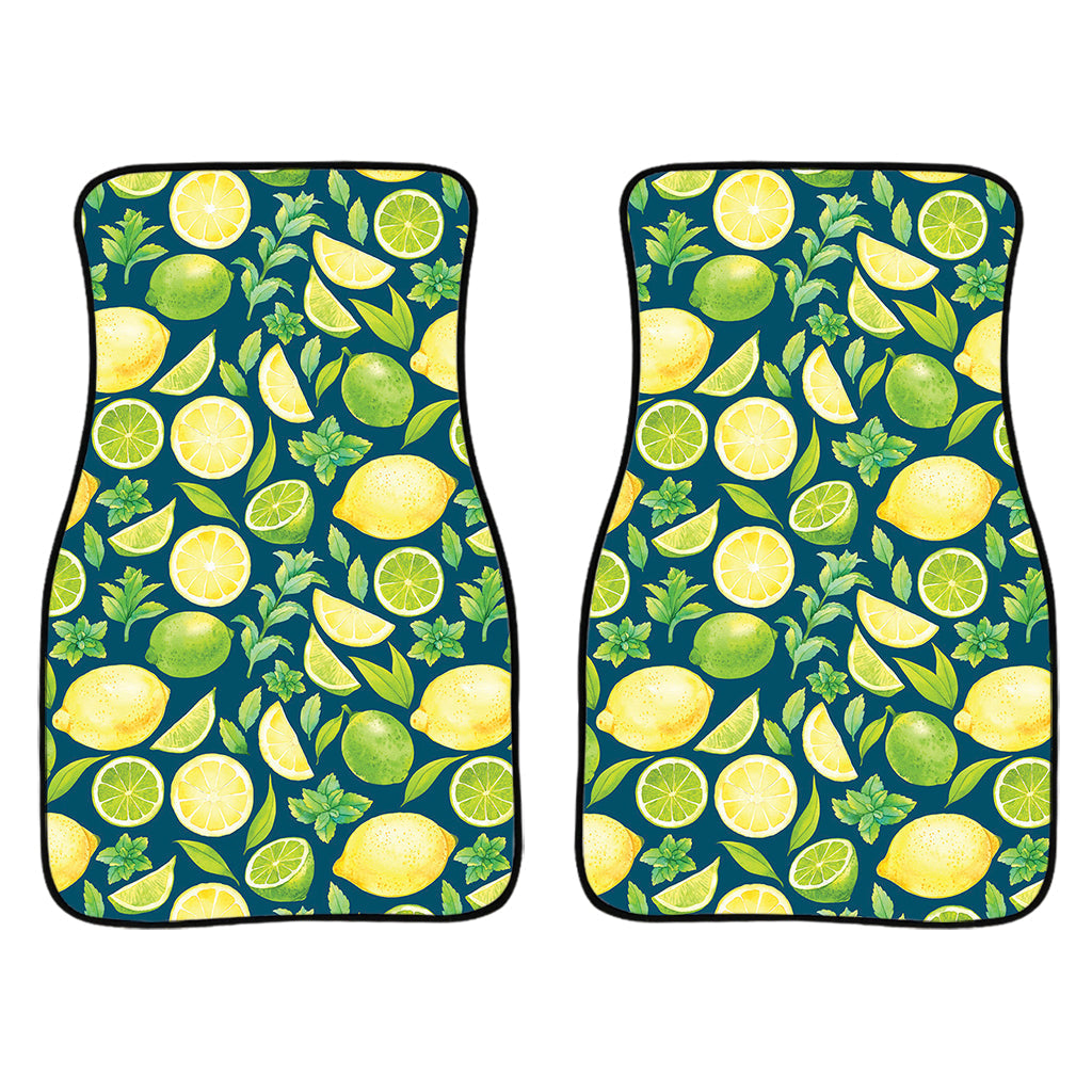 Lime And Lemon Pattern Print Front And Back Car Floor Mats/ Front Car Mat