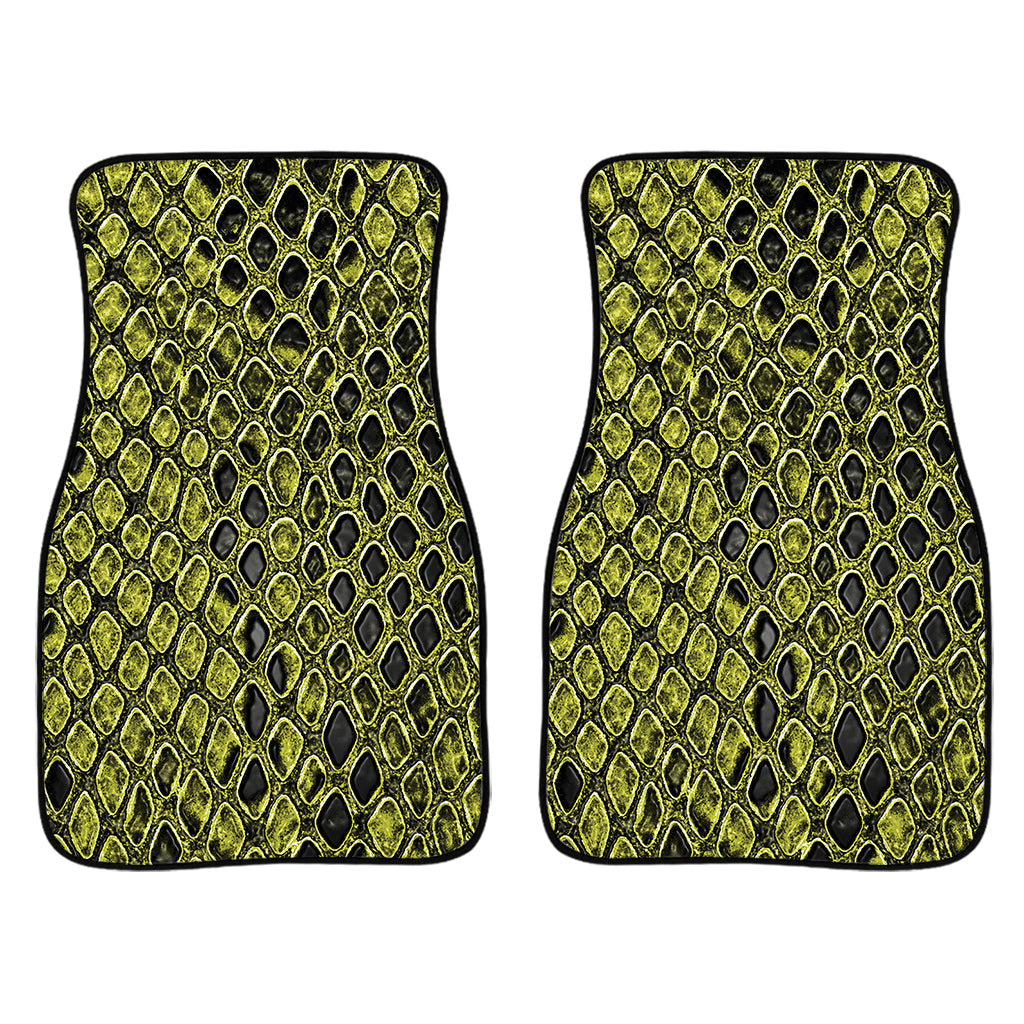 Lime Green And Black Snakeskin Print Front And Back Car Floor Mats/ Front Car Mat