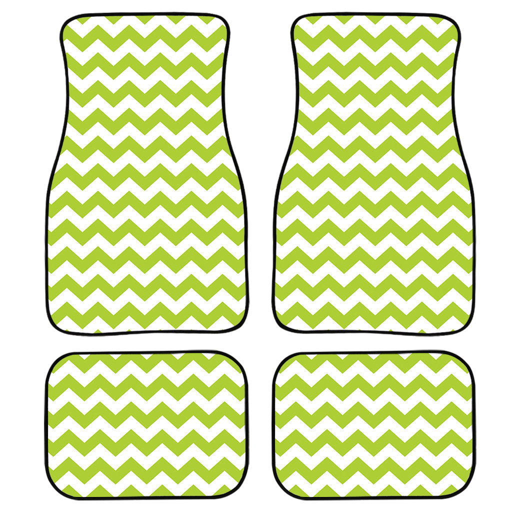Lime Green And White Chevron Print Front And Back Car Floor Mats/ Front Car Mat