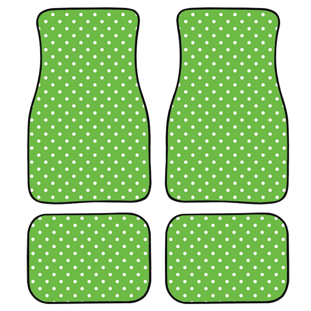 Lime Green And White Polka Dot Print Front And Back Car Floor Mats/ Front Car Mat