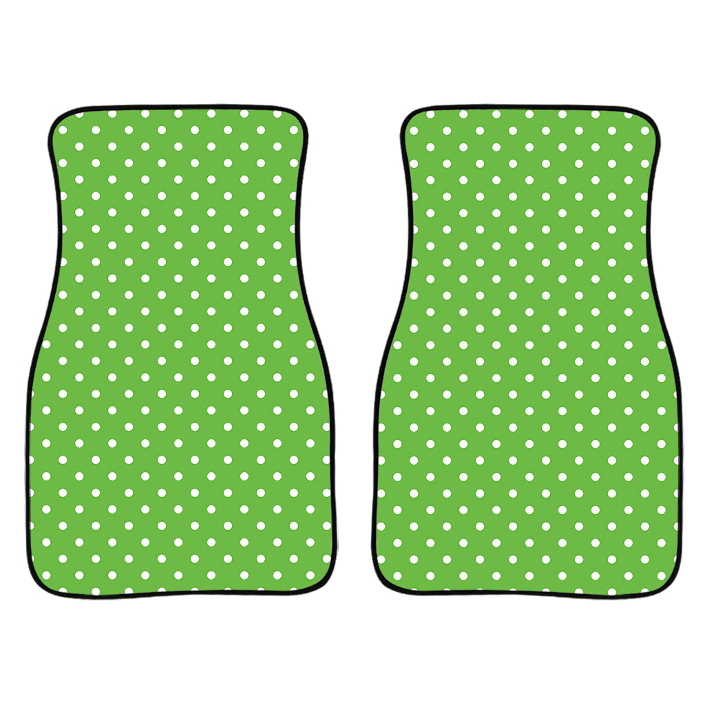 Lime Green And White Polka Dot Print Front And Back Car Floor Mats/ Front Car Mat