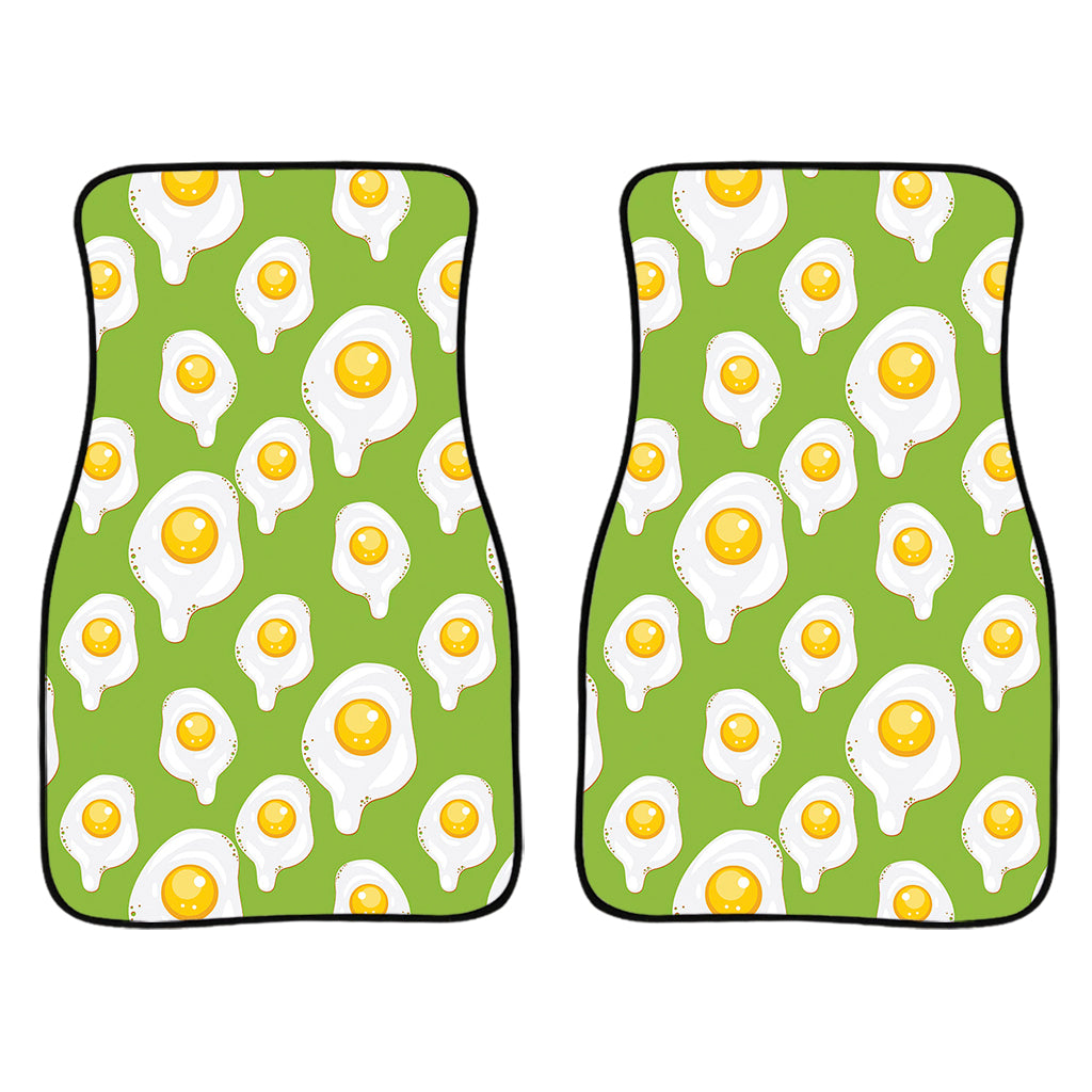 Lime Green Fried Eggs Pattern Print Front And Back Car Floor Mats/ Front Car Mat