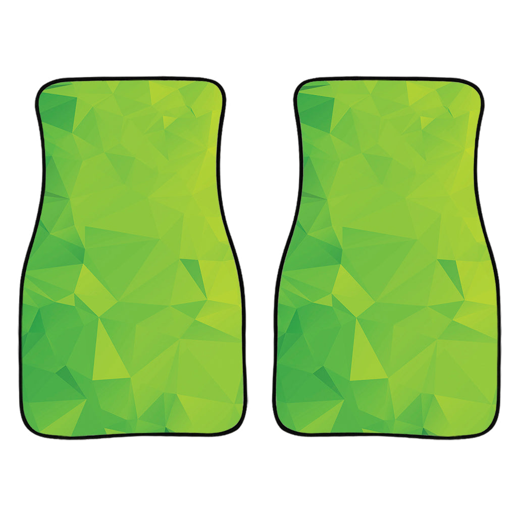 Lime Green Polygonal Geometric Print Front And Back Car Floor Mats/ Front Car Mat