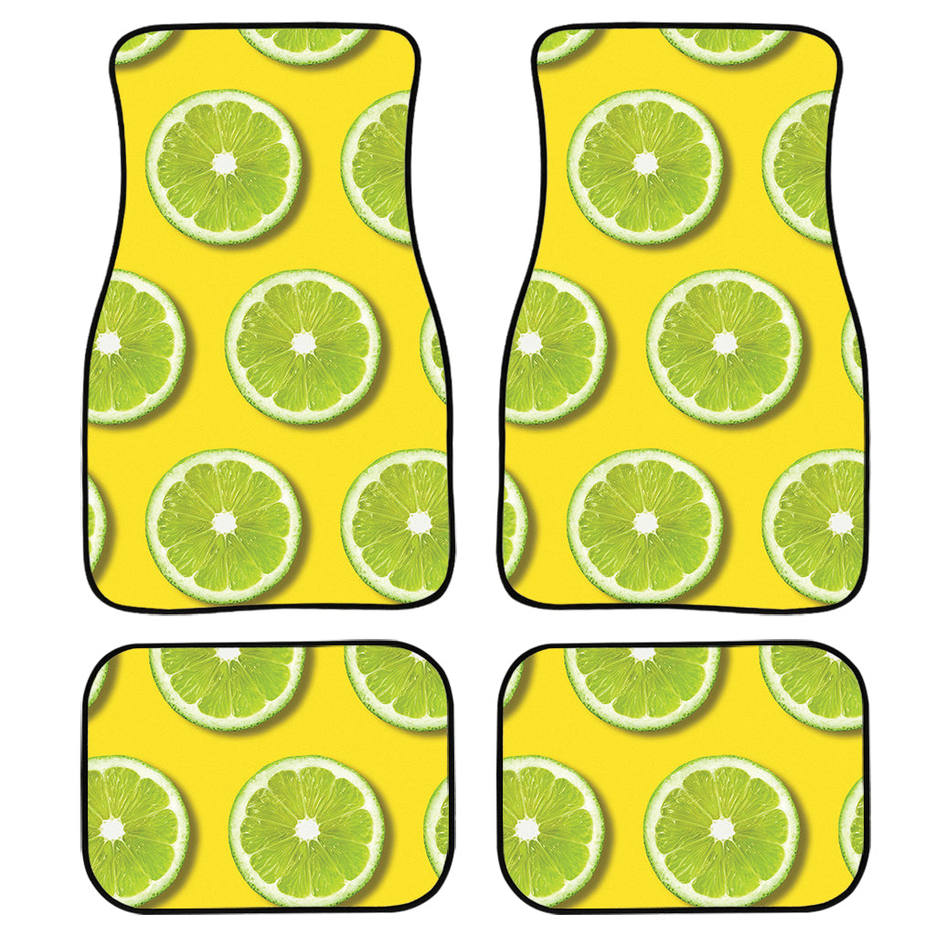 Lime Slices Pattern Print Front And Back Car Floor Mats/ Front Car Mat
