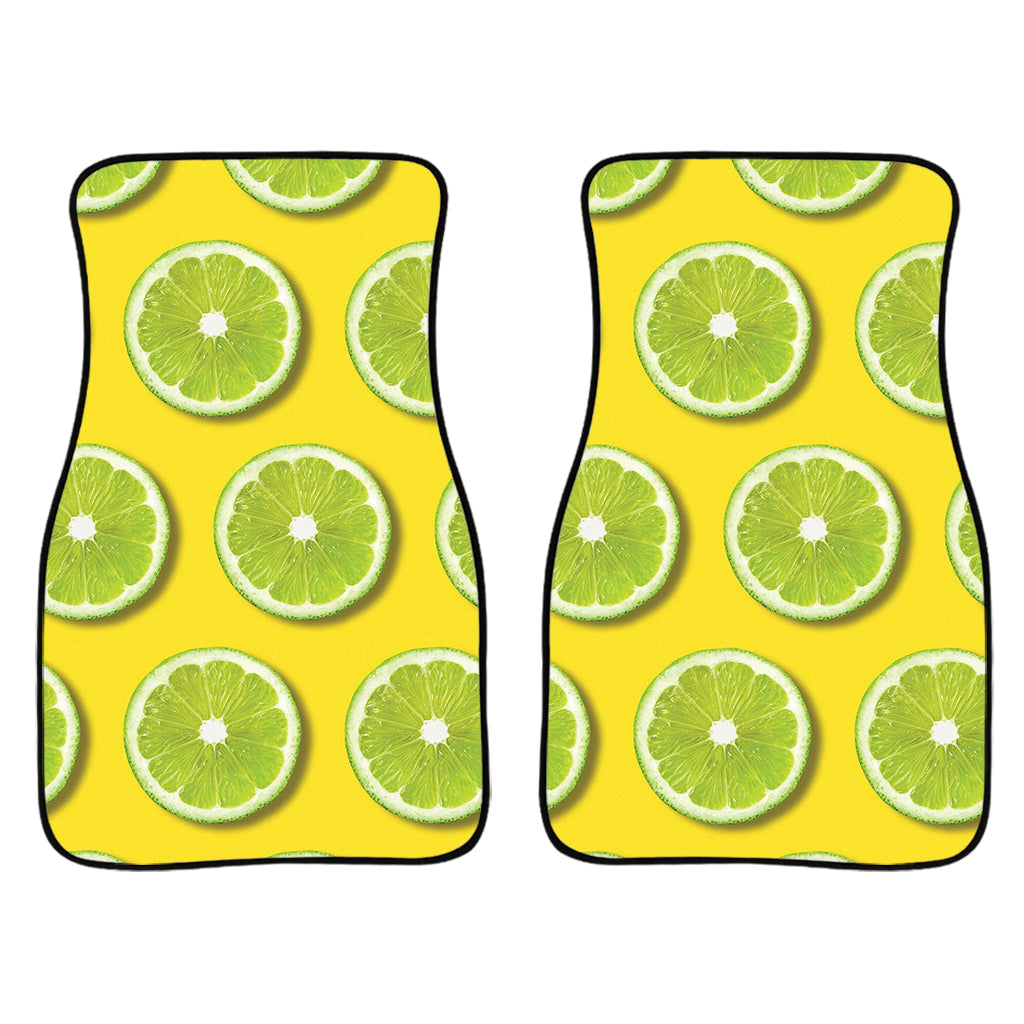 Lime Slices Pattern Print Front And Back Car Floor Mats/ Front Car Mat