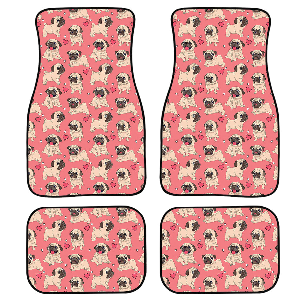 Love Pug Pattern Print Front And Back Car Floor Mats/ Front Car Mat
