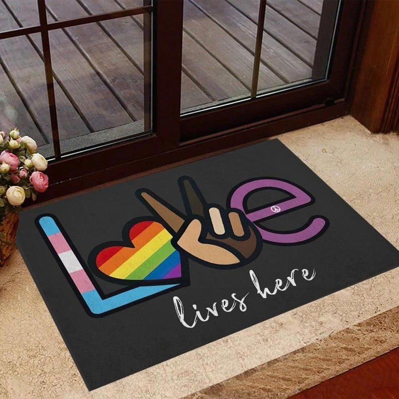 Transgender Doormat Love Lives Here Doormat/ Gay Pride Doormat/ Lgbt Home Doormat