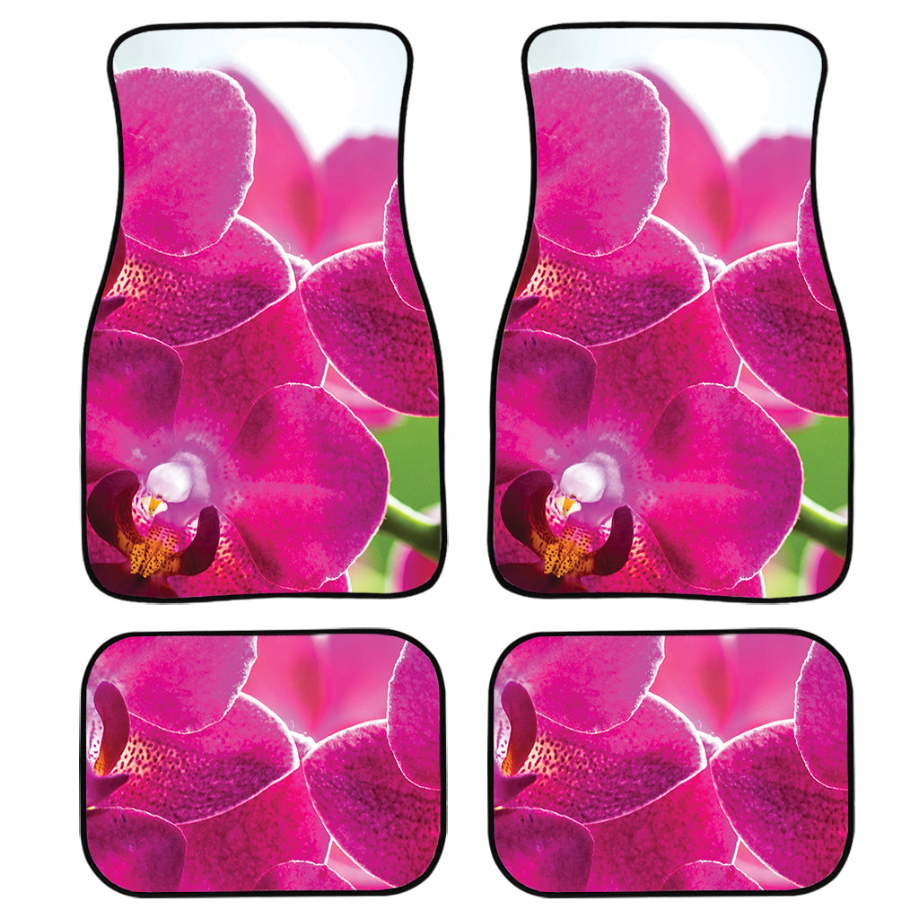 Magenta Orchid Flower Print Front And Back Car Floor Mats/ Front Car Mat