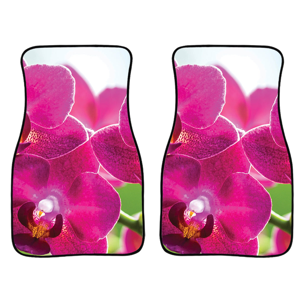 Magenta Orchid Flower Print Front And Back Car Floor Mats/ Front Car Mat