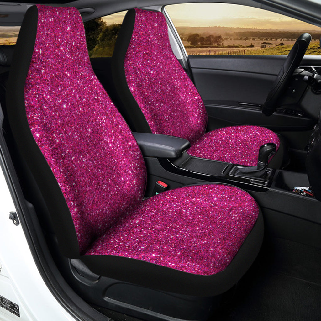 Magenta Pink Glitter Texture Print Universal Fit Car Seat Covers