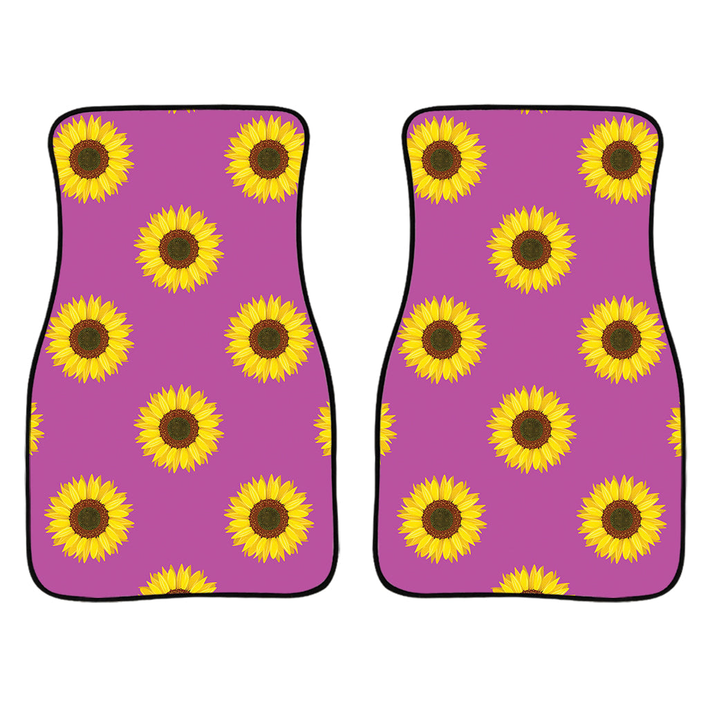 Magenta Pink Sunflower Pattern Print Front And Back Car Floor Mats/ Front Car Mat