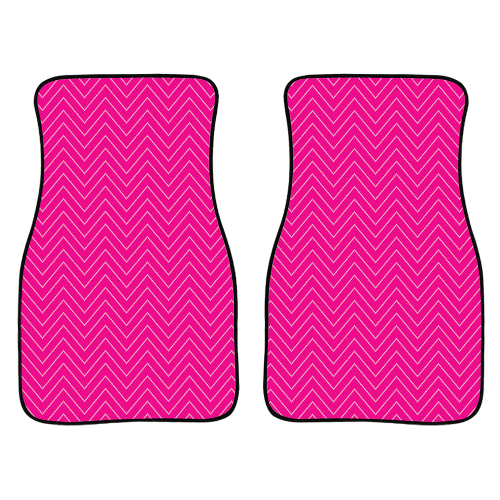 Magenta Pink Zigzag Pattern Print Front And Back Car Floor Mats/ Front Car Mat