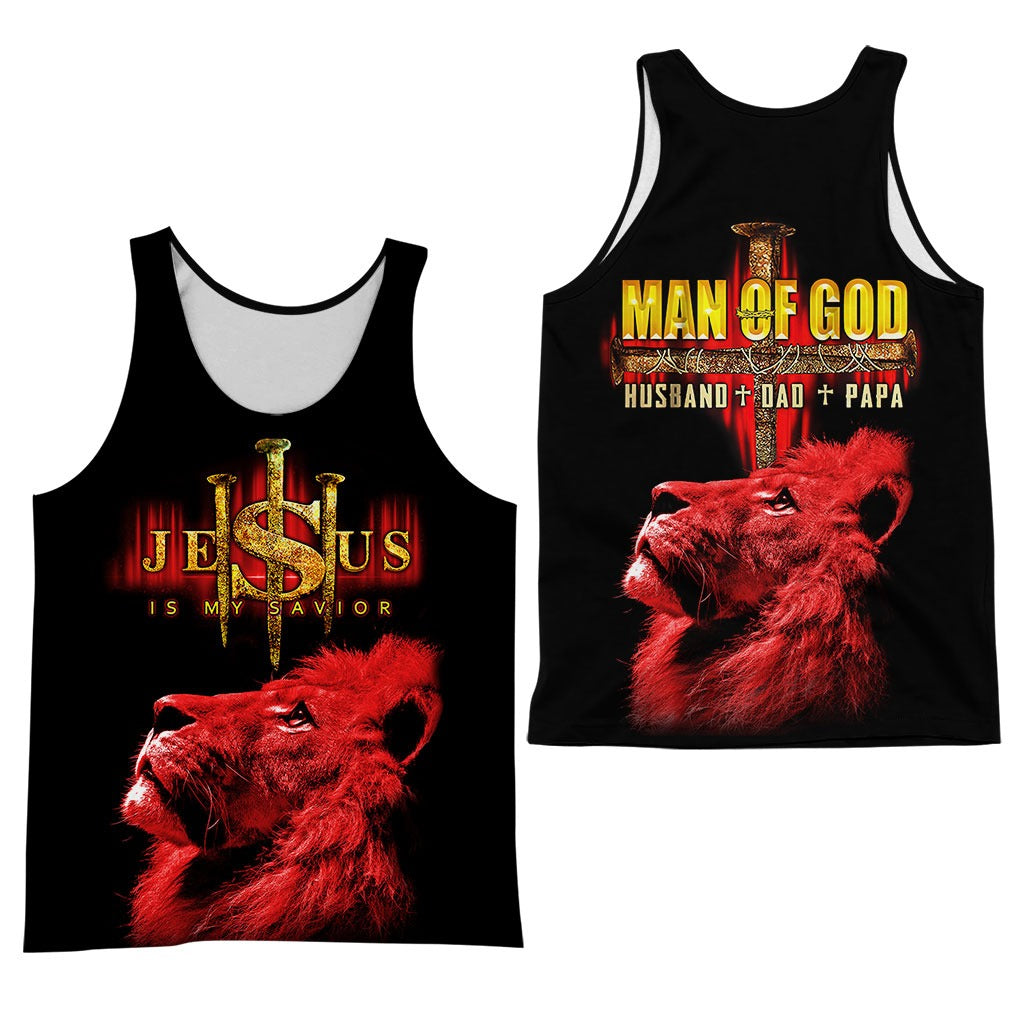 Man Of God Husband Dad Papa Jesus Is My Savior 3D All Over Printed Clothes/ Jesus Dad 3D Shirt/ Christmas Father