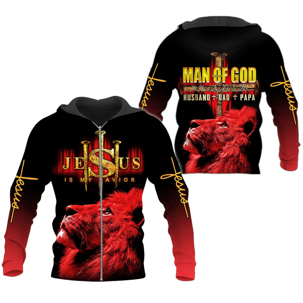 Man Of God Husband Dad Papa Jesus Is My Savior 3D All Over Printed Clothes/ Jesus Dad 3D Shirt/ Christmas Father