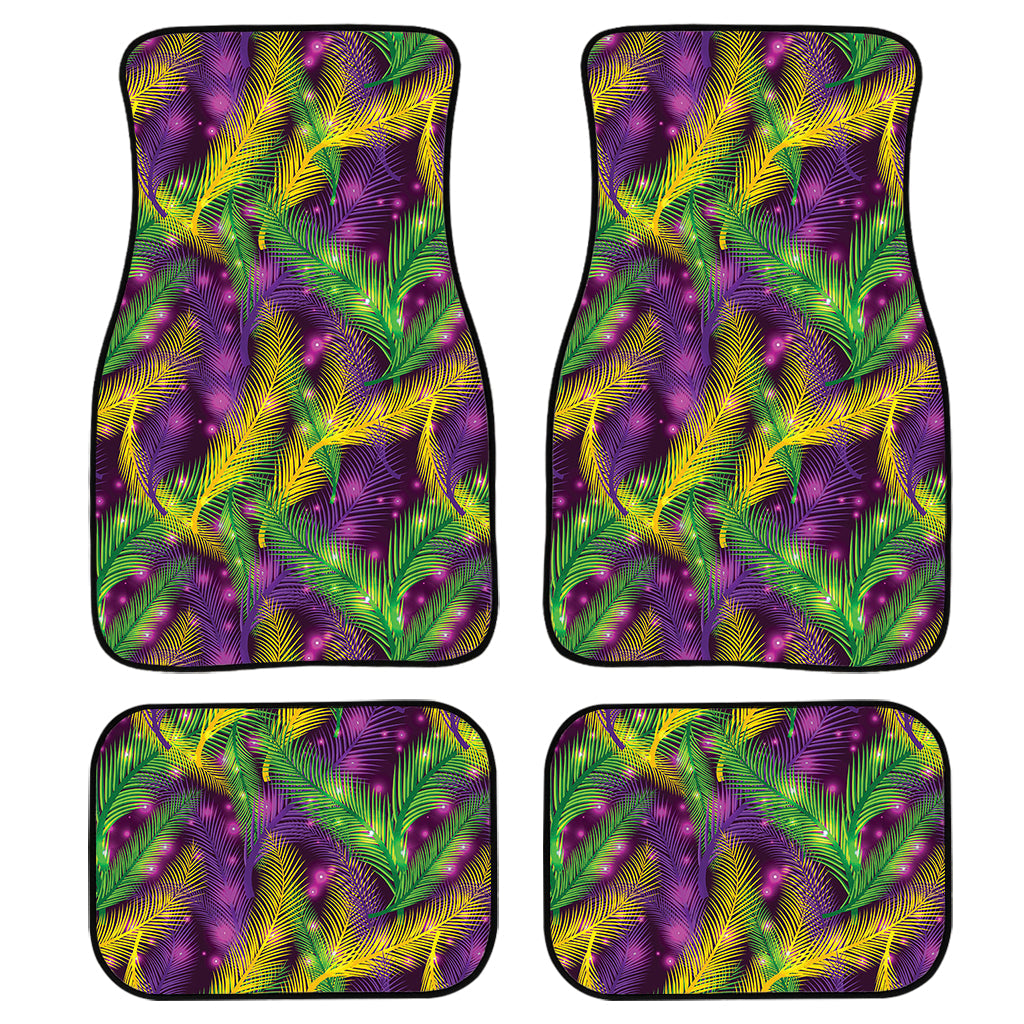 Mardi Gras Palm Leaf Pattern Print Front And Back Car Floor Mats/ Front Car Mat
