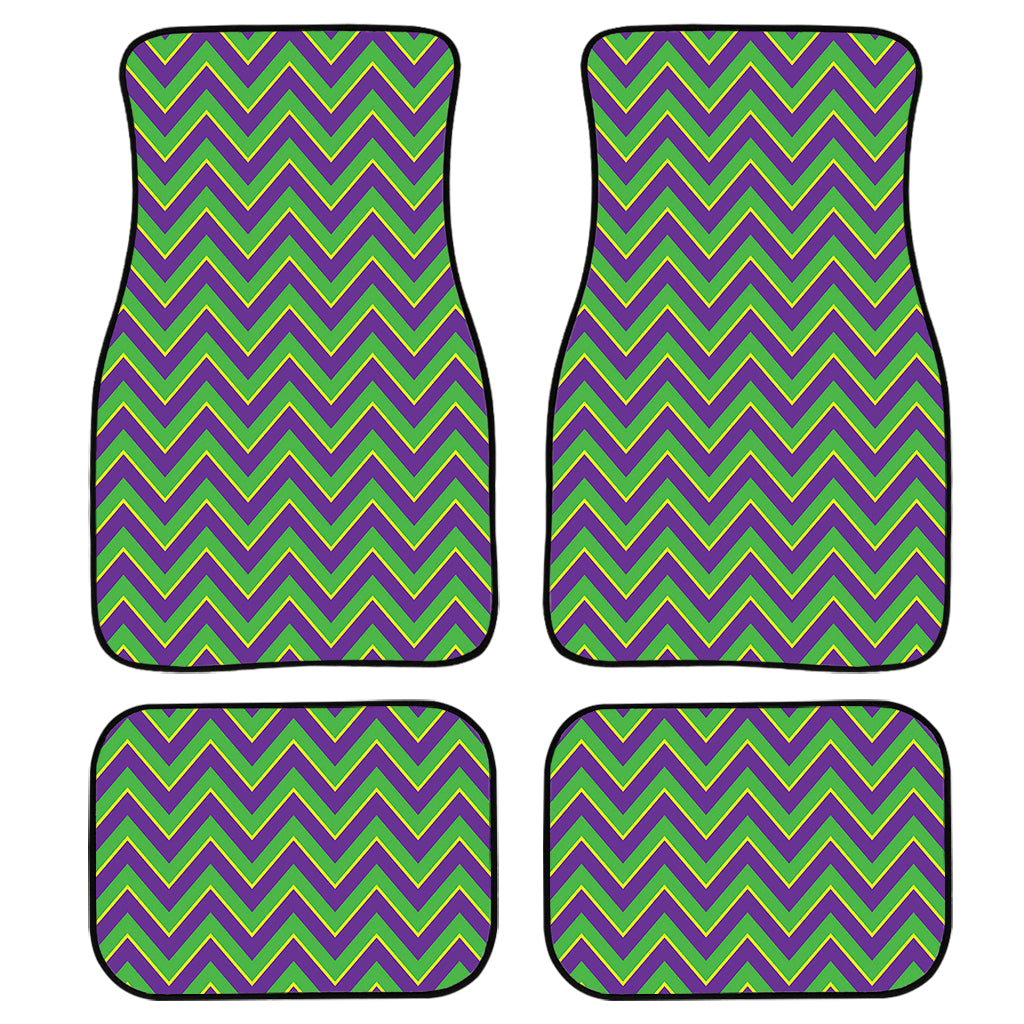 Mardi Gras Zigzag Pattern Print Front And Back Car Floor Mats/ Front Car Mat