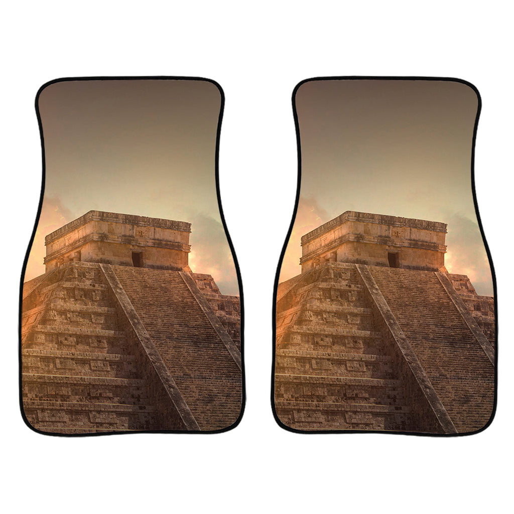 Mayan Pyramid Print Front And Back Car Floor Mats/ Front Car Mat