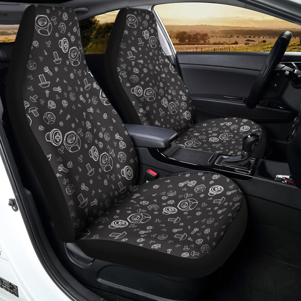 Mechanic Nuts and Bolts Pattern Print Universal Fit Car Seat Covers