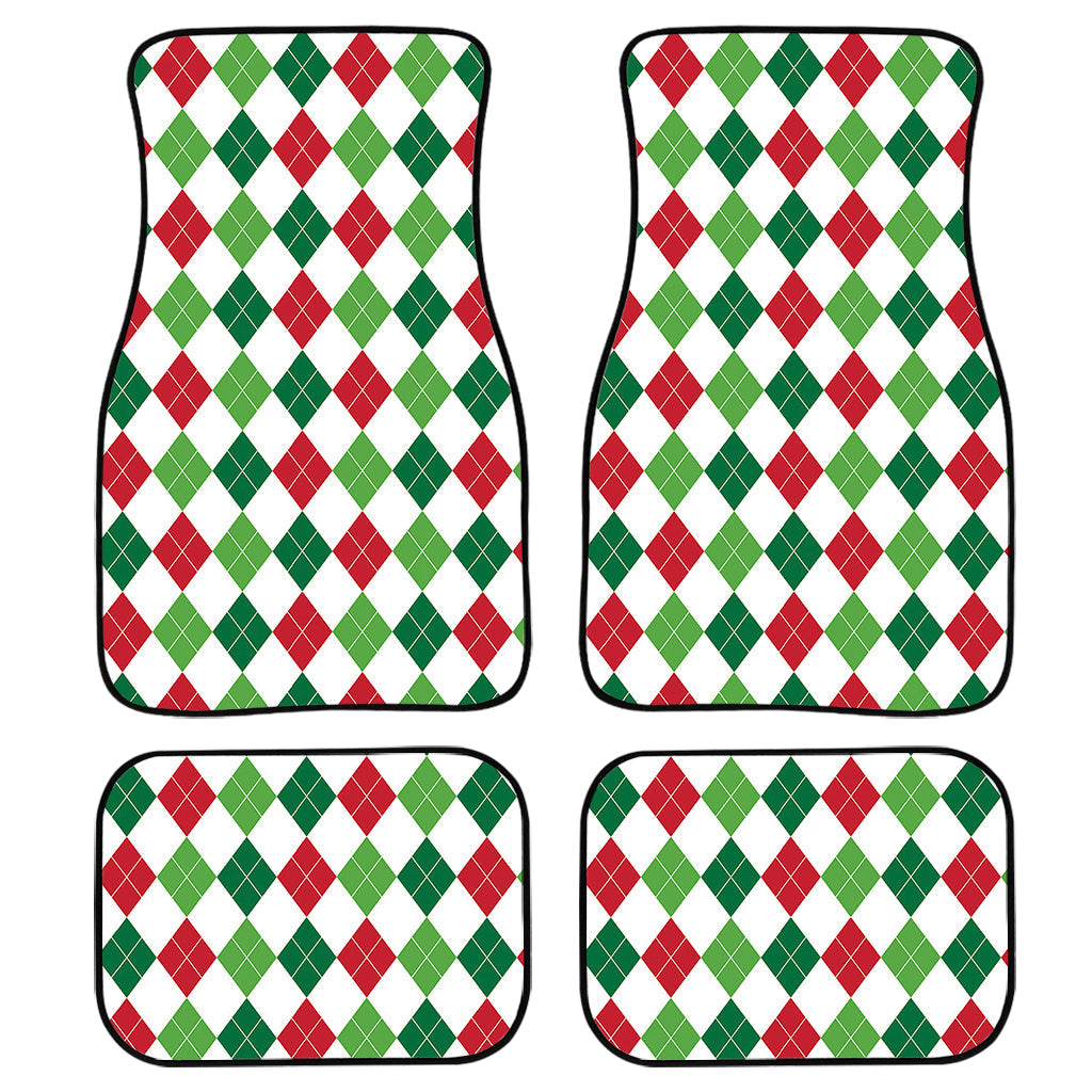 Merry Christmas Argyle Pattern Print Front And Back Car Floor Mats/ Front Car Mat