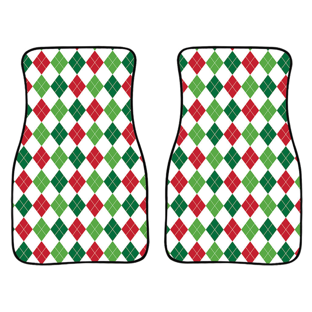 Merry Christmas Argyle Pattern Print Front And Back Car Floor Mats/ Front Car Mat