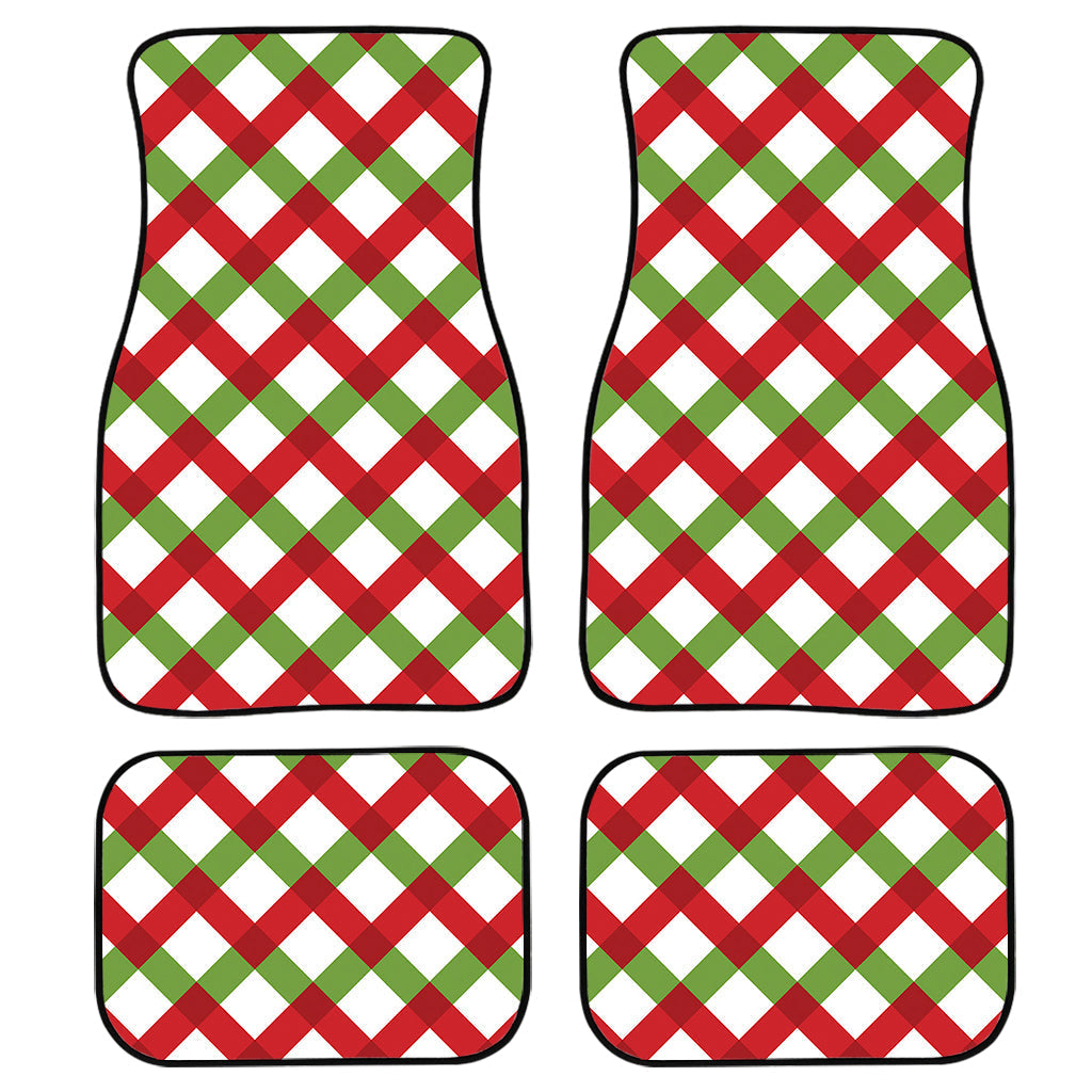 Merry Christmas Checkered Pattern Print Front And Back Car Floor Mats/ Front Car Mat