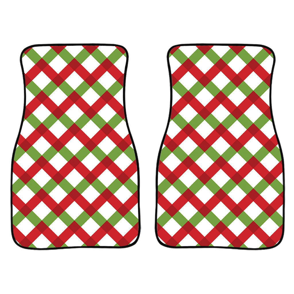 Merry Christmas Checkered Pattern Print Front And Back Car Floor Mats/ Front Car Mat