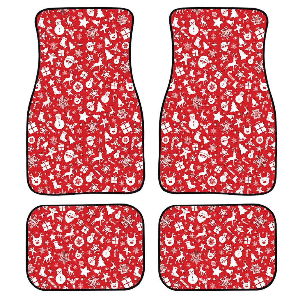 Merry Christmas Elements Pattern Print Front And Back Car Floor Mats/ Front Car Mat