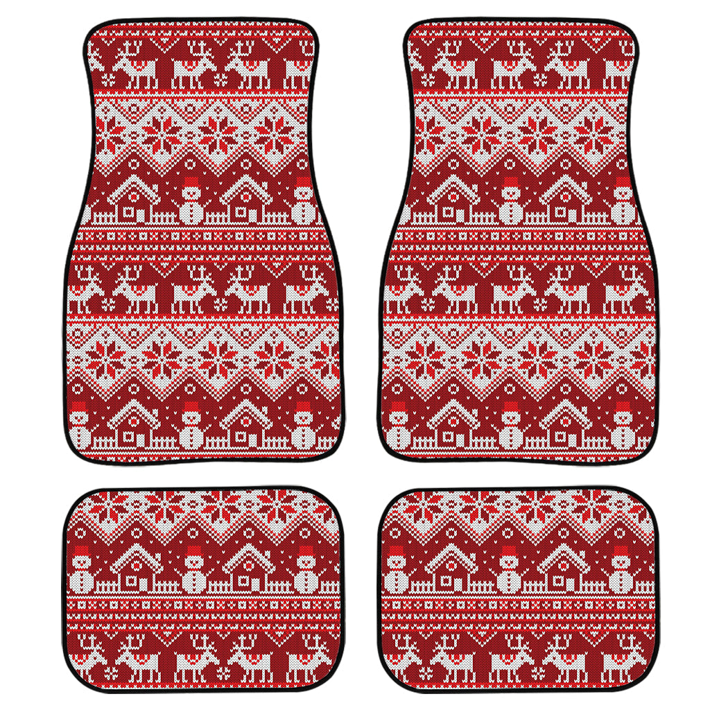 Merry Christmas Knitted Pattern Print Front And Back Car Floor Mats/ Front Car Mat