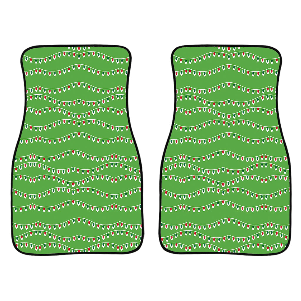 Merry Christmas Lights Pattern Print Front And Back Car Floor Mats/ Front Car Mat