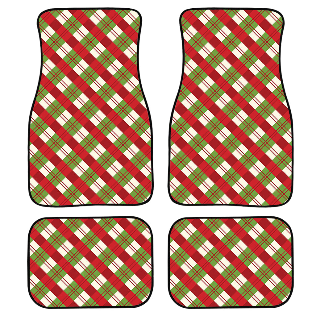 Merry Christmas Plaid Pattern Print Front And Back Car Floor Mats/ Front Car Mat