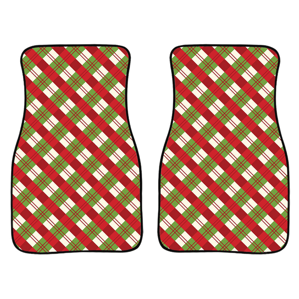 Merry Christmas Plaid Pattern Print Front And Back Car Floor Mats/ Front Car Mat